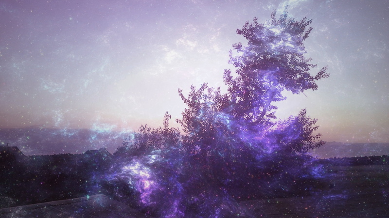 illustration, night, science, galaxy, scenics, spot, backgrounds, purple, black, blue, dark, forest, fantasy, tree, land, milky Way, astronomy, bright