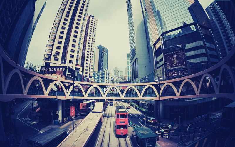 fisheye, city, photo, through, effect, kong, hong, photography, 1080P