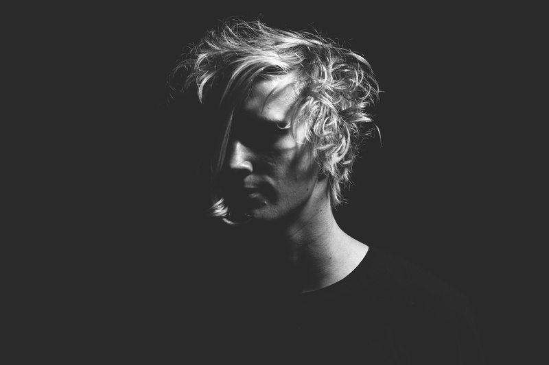 young adult, copy space, grayscale, professional, only women, people, dark, studio shot, contemplation, side face, human face, 5K, blond hair, headshot
