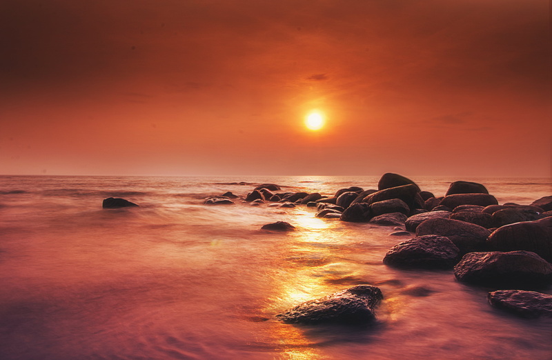 hmc, rocky, nd8, waves, beauty In Nature, beach, 70d, landscape, golden, dusk, wave, coastline, baltic, golden sun, f4, nature, jura, hoya, scenics, water