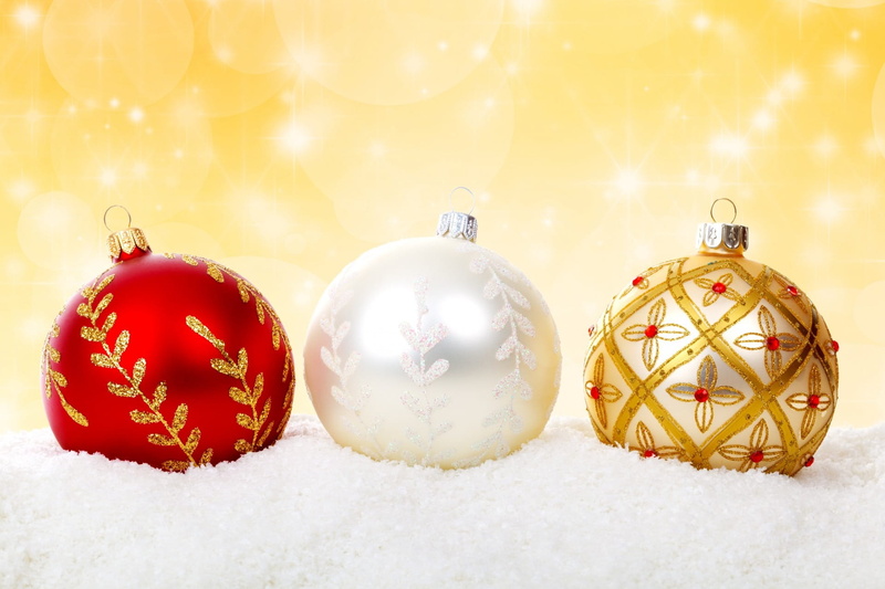 xmas, seasonal, shiny, no people, holiday, golden background, textile, three, religion, ornament, golden, Celebration, christmas decoration, bright, assorted