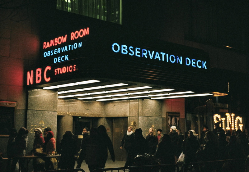 white, red, western script, people, sign, movement, large group of people, new york, crowd, outdoors, adult, busy, architecture, walking, illuminated, united states