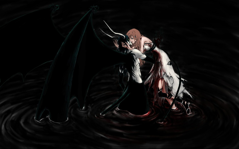 Ulquiorra Cifer, females, elegance, fashion, nature, studio shot, portrait, adult, beauty, indoors, black background, Orihime Inoue, 1080P, motion, full length