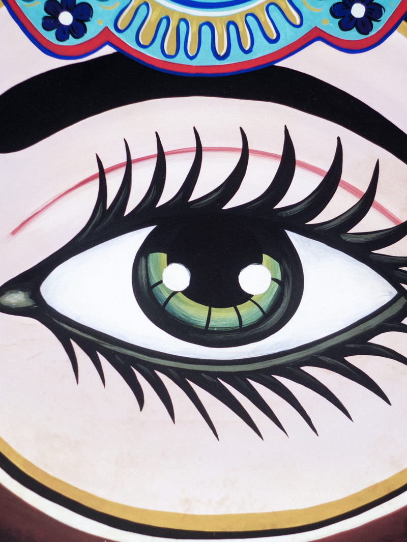 human representation, painted, mandolin, no people, street art, craft, close-up, food truck, contact lens, art, indoors, disney springs, creativity, day