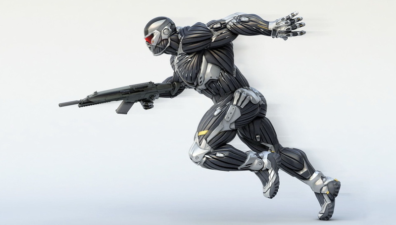 nanosuit, Crysis, weapons, 1080P, running