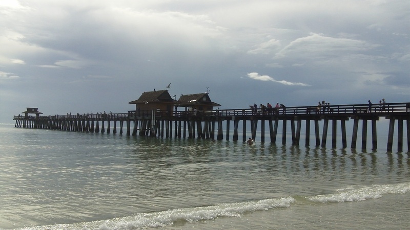 naples, architecture, day, travel, pier, land, waves, bridge, wooden, no people, florida, dock, beach, historical, seaside, built structure, cloud - sky