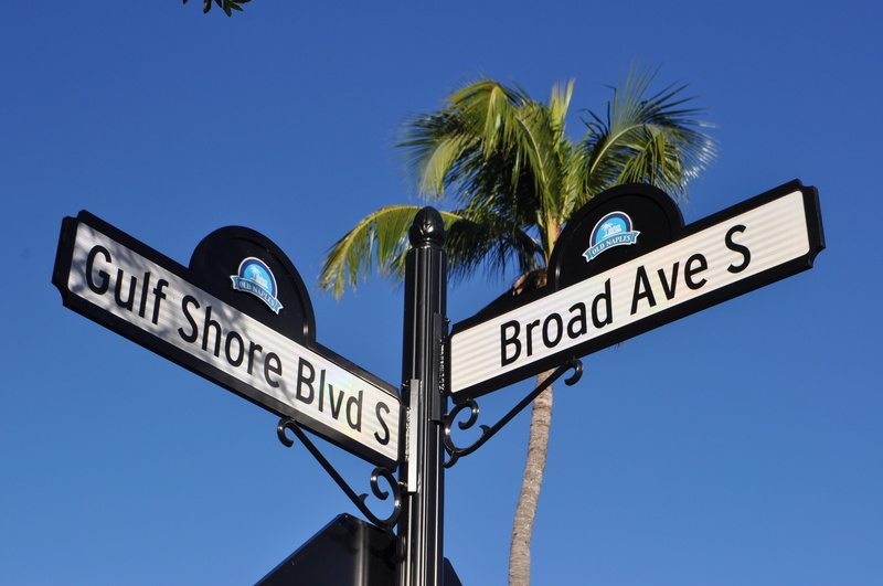 directly below, outdoors, communication, blue, palm tree, naplesfl, road, no people, palm trees, 4K, beach, sign, day, water, naplesflorida, nature, naples