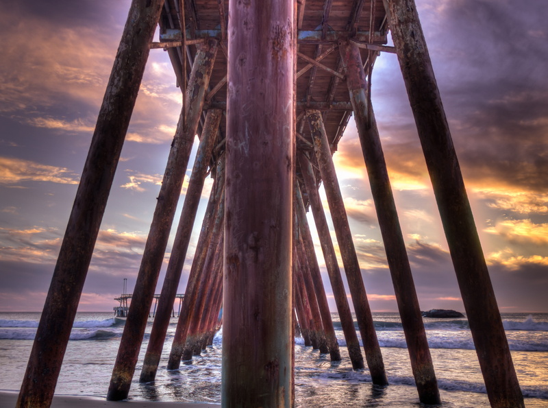 horizon over water, wooden post, beauty in nature, land, water, orange color, horizon, muelle, tranquility, cloud - sky, sky, tranquil scene, playa, rosaritos