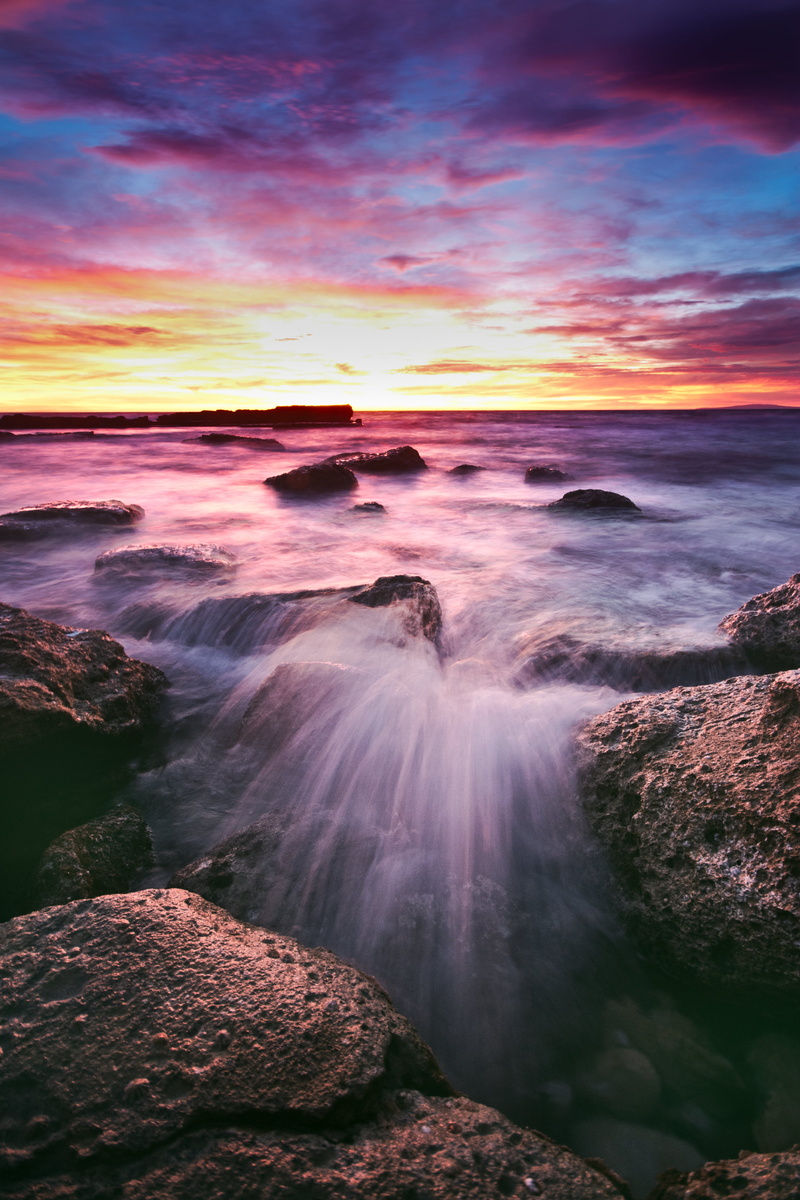 water, landscape, dawn, lapse, sunrise - Dawn, Canon  450D, beauty In Nature, coastline, seascape, scenics, Sigma, wave, 2 de, beach, time lapse photography