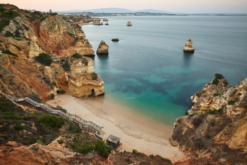 sunset, summer, cliff, red  blue, beach, coastline, rock - Object, eye, landscape, water  sky, eos, sigma, light, yellow, Pequeño, birds eye, canon, nature
