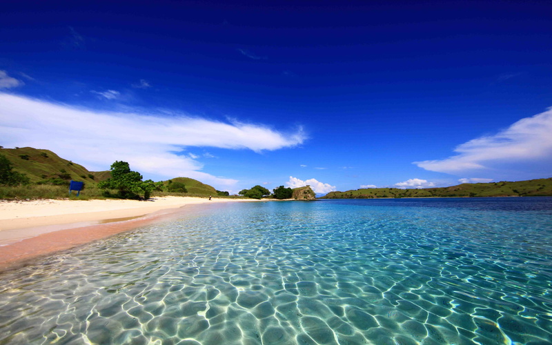 island, komodo, pink, small, beach, 2K