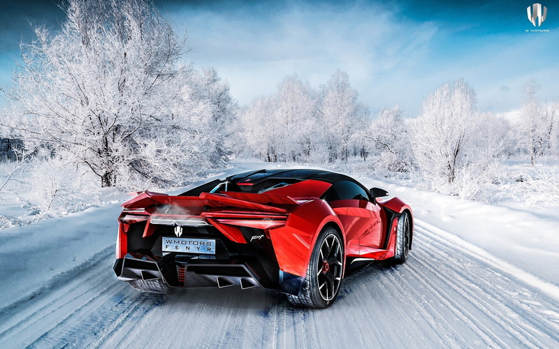 sky, red, cold temperature, transportation, car, mode of transportation, no people, nature, land vehicle, tree, plant, cloud - sky, supercars, winter, road