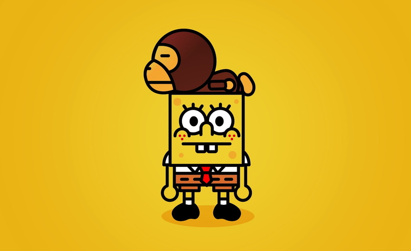 creativity, Spongebob, indoors, yellow, people, cartoon, art and craft, Vector Art, squarepants, Aero, studio shot, fun, colored background