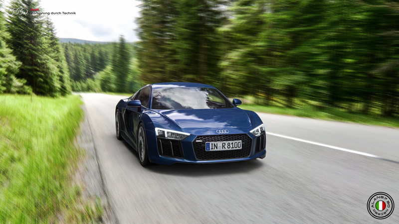 V12, competition, power, speed, audi, wheel, sport, 2K, Render, driving, blue, Vorsprung  durch  Technik, car, Audi  R8  V10  Plus, r, CGi, sports Race