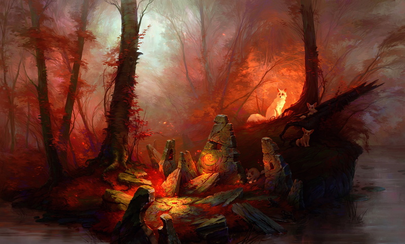 Animal, 1080P, Cub, Fox, Fantasy Animals, Magic, Forest, Rock
