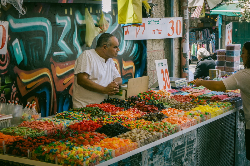 man, market, middle east, machane yehuda market, retail display, business, purchase, candy, retail, adult, abundance, mahane yehuda market, market vendor