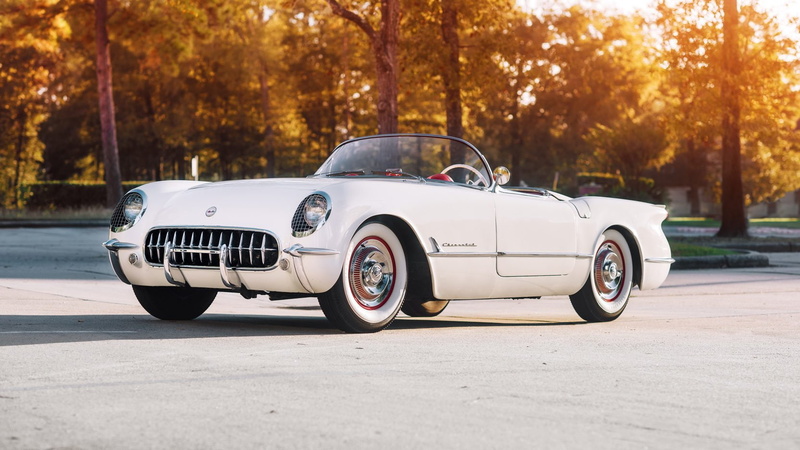 white, chevrolet, corvette, 1953, roadster, 720P, (c1), cars