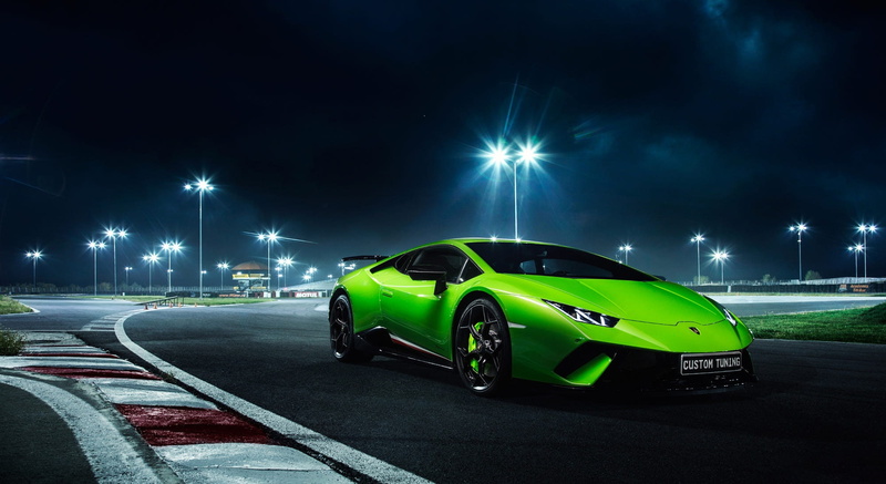 Track, LP610-4, Green, Performante, Huracan, 1080P, Night, Lamborghini