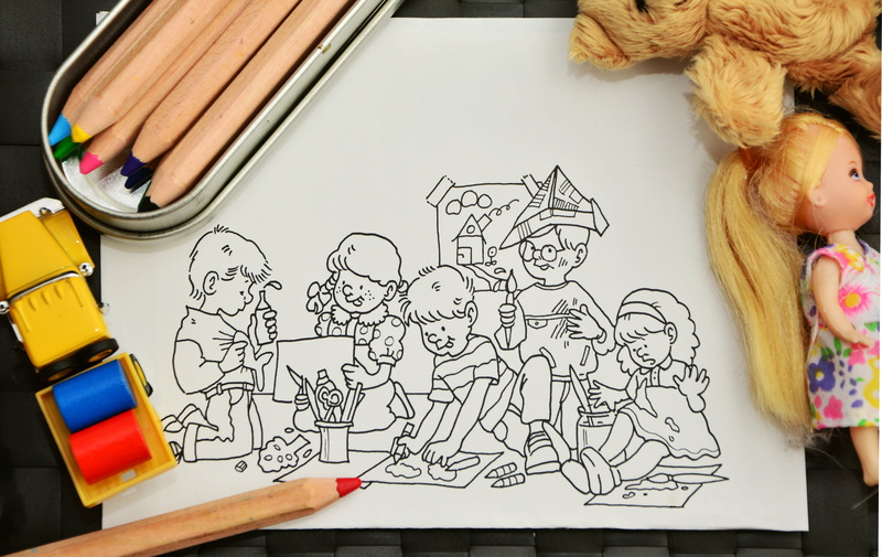 child, toys, drawing - activity, different colored crayons, writing instrument, one person, indoors, drawing, crayons, creativity, human body part, tinker