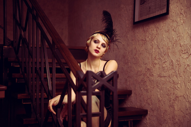 blonde, 1080P, women indoors, seamed stockings, model, stairs, short hair, women