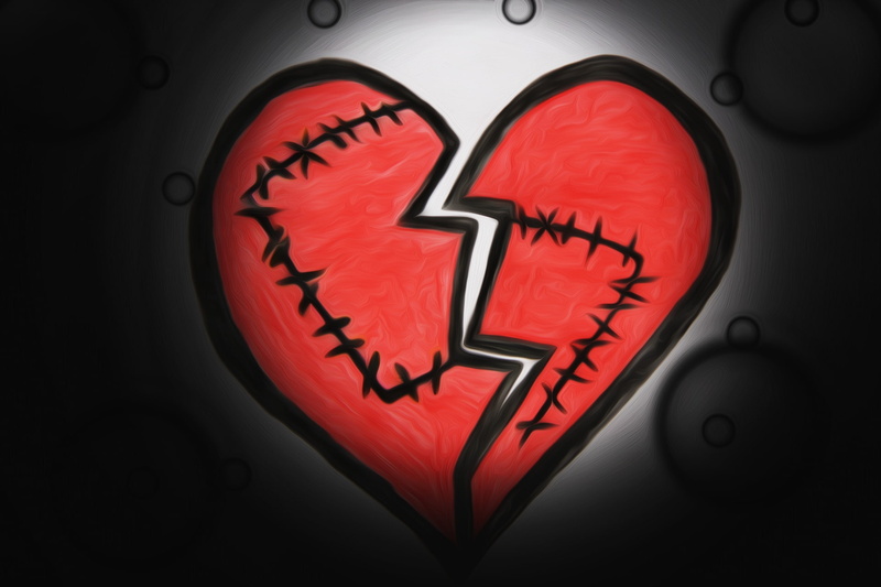 figure, heart, seam, broken heart, 1080P