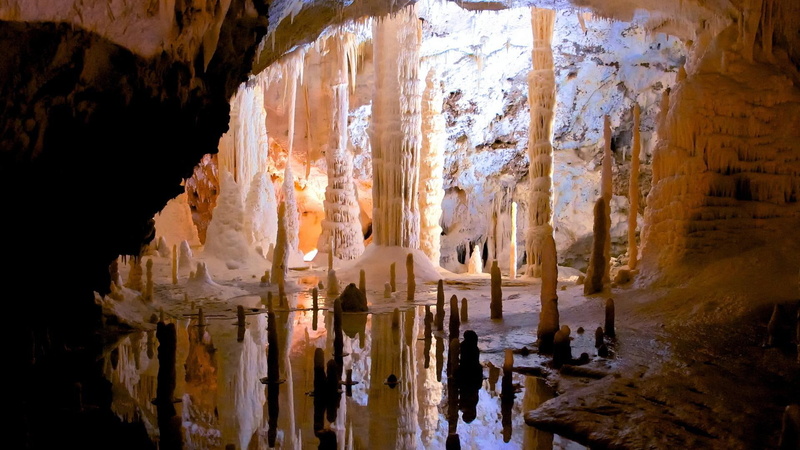 cave, stalactites, pools, beautiful, nature and landscapes, 1080P, reflection