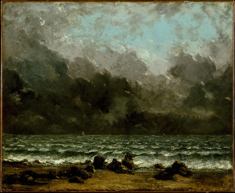 classic art, sky, transfer print, water, horizon over water, oil painting, scenics - nature, beach, power in nature, 2K, no people, textured effect, rock