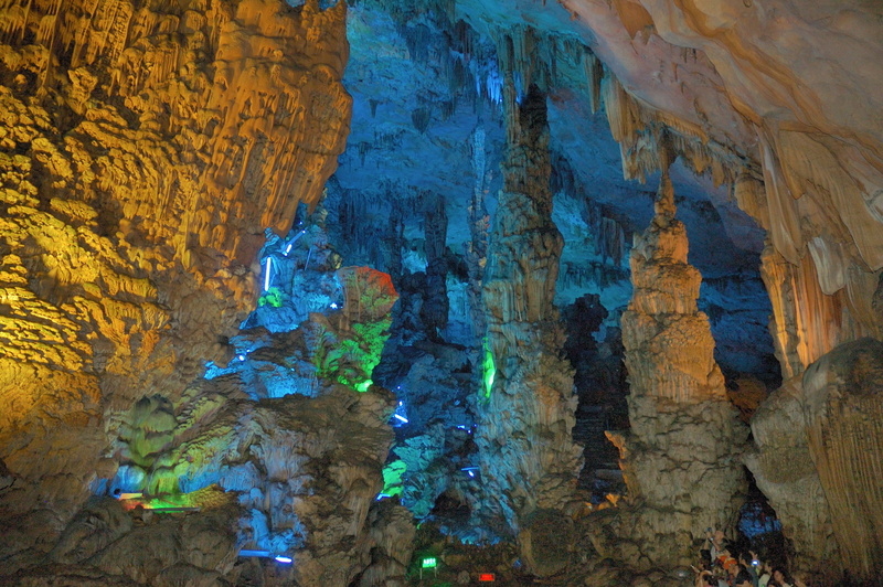 low angle view, cave, tourism, pattern, textured, indoors, travel, beauty in nature, rock formation, geology, travel destinations, solid, no people, china