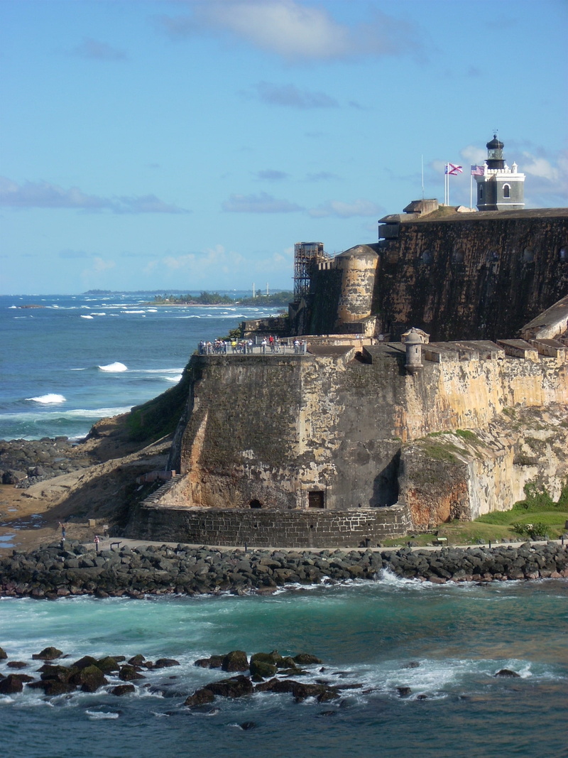 day, white, grey, building, coastline, no people, nature, cliff, ocean, beach, history, land, castle, sea, cloud - sky, 2K, travel Locations, Puerto Rico