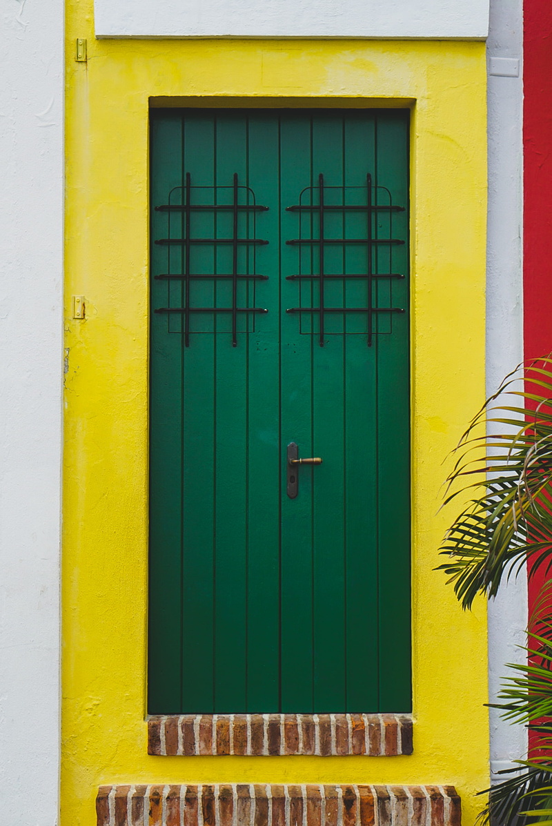 safety, door, green, building, closed, protection, building exterior, day, green color, colonial, security, architecture, window, blue, built structure