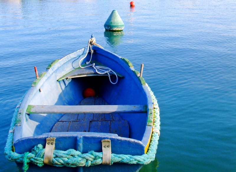 fishing, high angle view, water, 2K, vessel, blue boat, vacation, relaxation, boat, marsaxlokk, nature, sea, moored, rowing, view, travel background, body