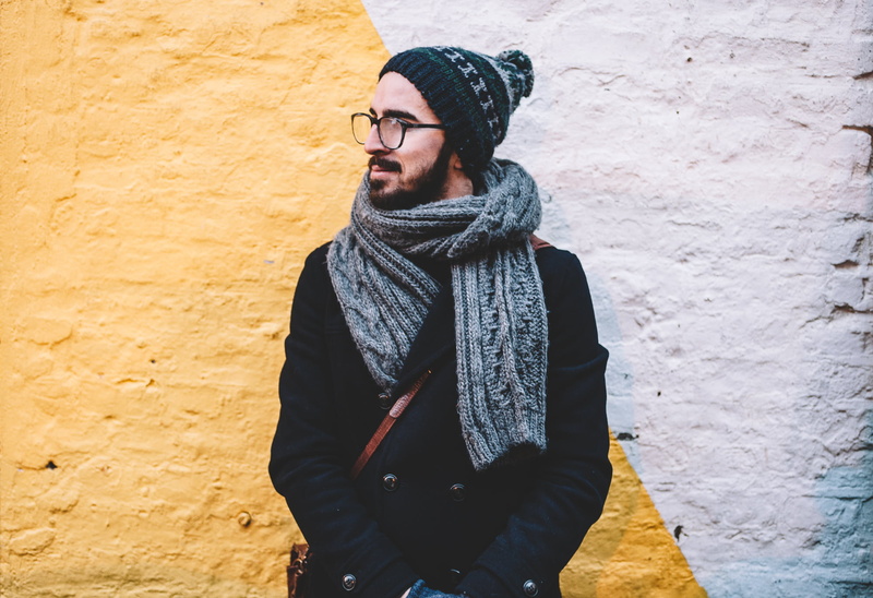 coat, warm clothing, beanie, young Adult, real people, sunglasses, adult, standing, fashion Model, looking away, glasses, one Person, facial hair, fashion