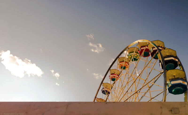 sky, blue, orange, cloud - sky, ride, arts culture and entertainment, happy, day, amusement park, traveling carnival, enjoyment, low angle view, bright