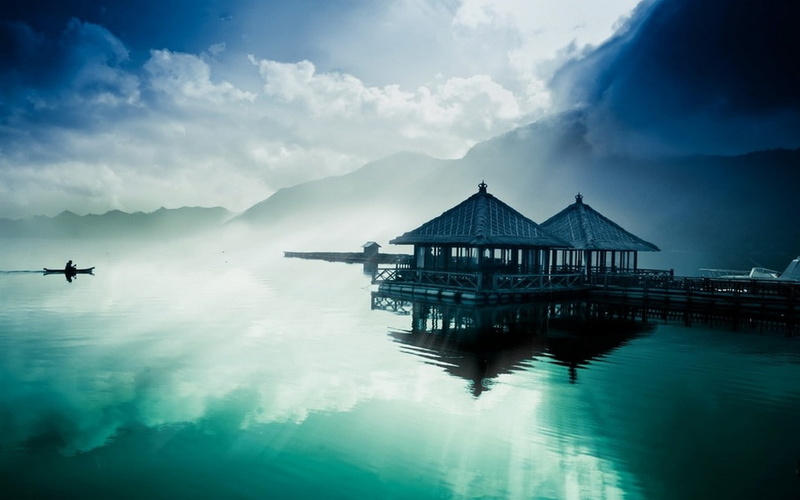 no people, idyllic, outdoors, sea, landscape, nature, scenics - nature, built structure, dock, boat, mountains, beauty in nature, clouds, tranquil scene