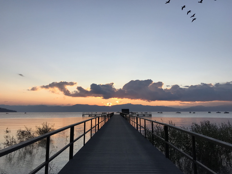 tahoe, nature, horizon over water, diminishing perspective, tranquil scene, non-urban scene, tranquility, sunrise, no people, direction, outdoors, orange color