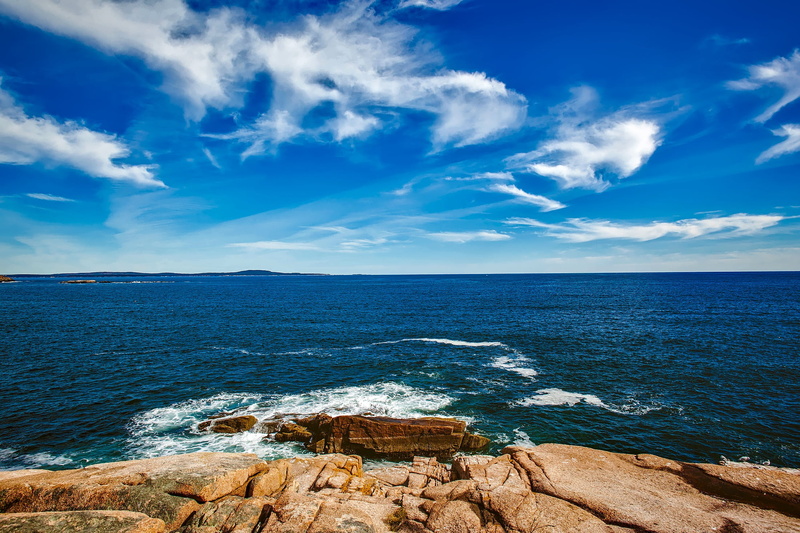 bar harbor, no people, beauty in nature, scenics - nature, horizon, seashore, stones, waves, sea, shore, maine, solid, outdoors, boulders, water, rocks