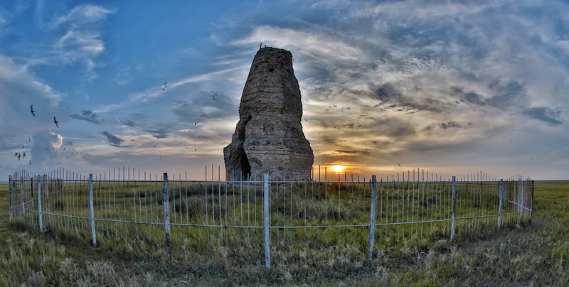 nature, field, protection, outdoors, fence, mongolia, landscape, built structure, ruins, architecture, day, boundary, cloud - sky, sky, kherlen bars ruins