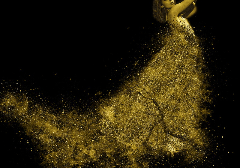 wet, elegance, spraying, sporty, elegant, gold colored, gracefully, dance, body, sport, femininity, woman, yellow, photo, no people, drop, water, dress