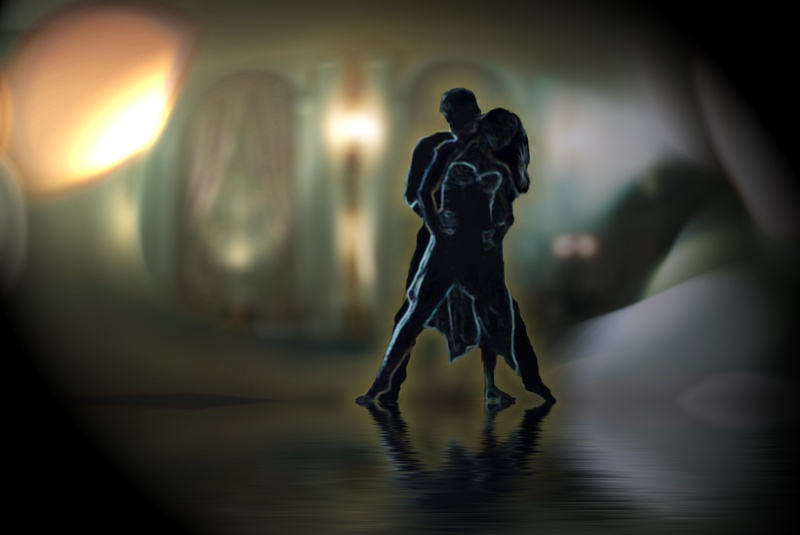 figurine, steps, night, pair, gracefully, human, fantasy, dance, illustration, dark, sport, male likeness, 1080P, representation, illuminated, art and craft