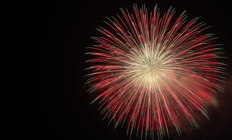 fujikawaguchiko, low angle view, black background, night, nature, exploding, japan, light, long exposure, firework - man made object, red, lake kawaguchi