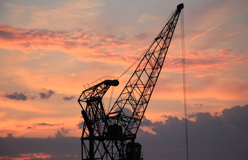 equipment, 4K, architecture, harbour crane, built structure, nature, mood, evening sky, metal, shipping, twilight, crane, abendstimmung, sky, port, photo