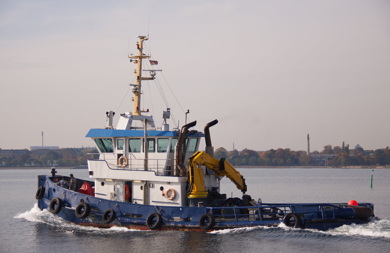 crane, machinery, outdoors, pier, work, ocean, industry, denmark, work-space, moored, passenger craft, nordic, nature, motion, sky, ship, tug-boat, cruise ship