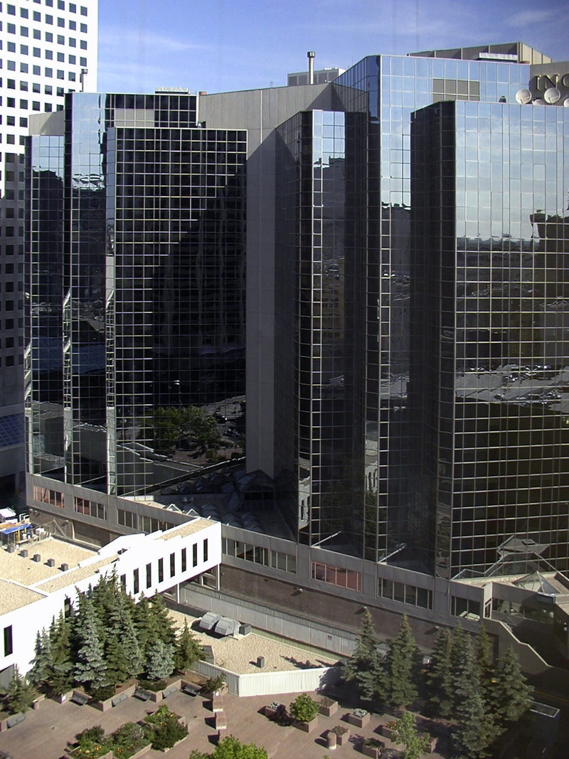architecture, downtown, sky, nature, office building exterior, outdoors, built structure, city, cityscape, mode of transportation, canada, buildings, calgary