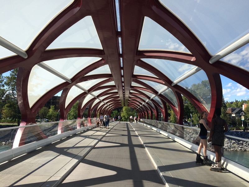 lifestyles, 2K, connection, people, real people, alberta, diminishing perspective, travel, Calgary, shadow, women, arch, footbridge, Bridge, outdoors