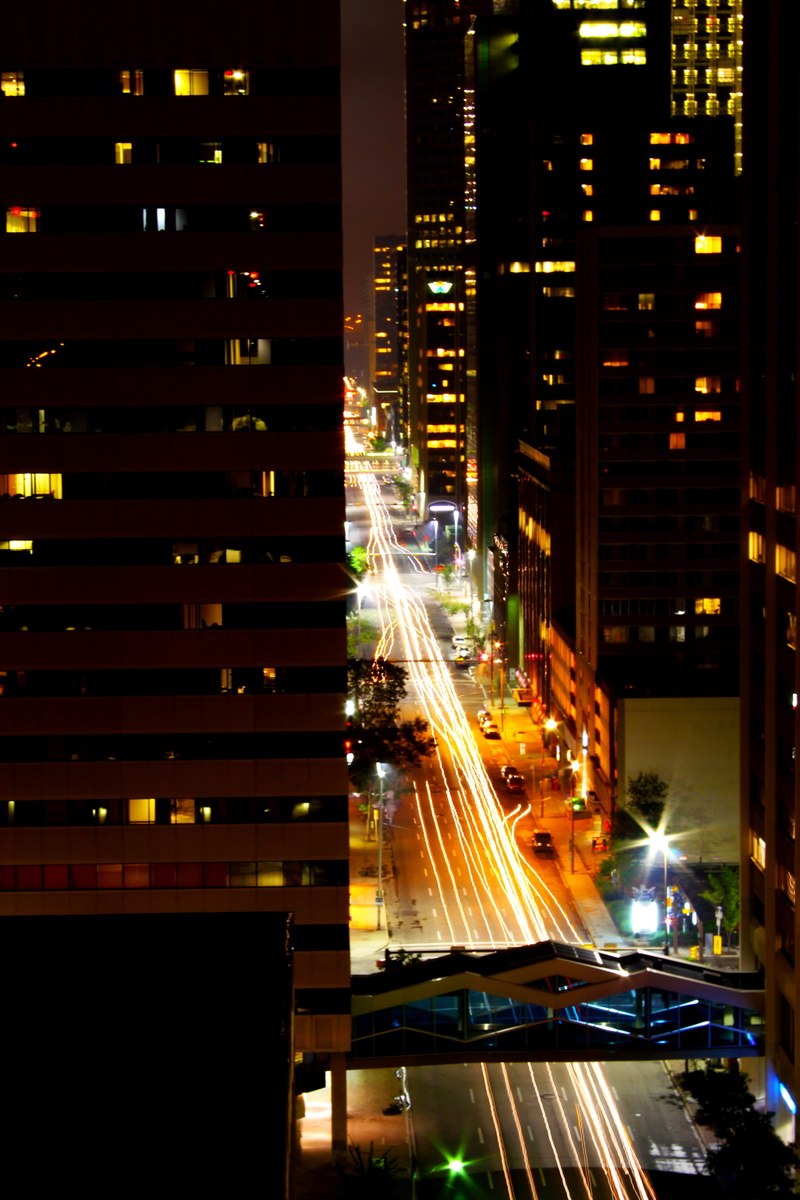 architecture, blurred motion, 9 avenue southeast, cars, alberta, downtown, speed, no people, road, city, light trail, buildings, illuminated, traffic, long exposure