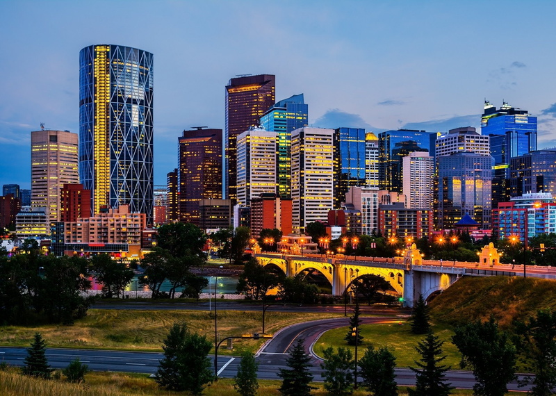 Bridge, Light, Road, Building, Cities, 1080P, Calgary