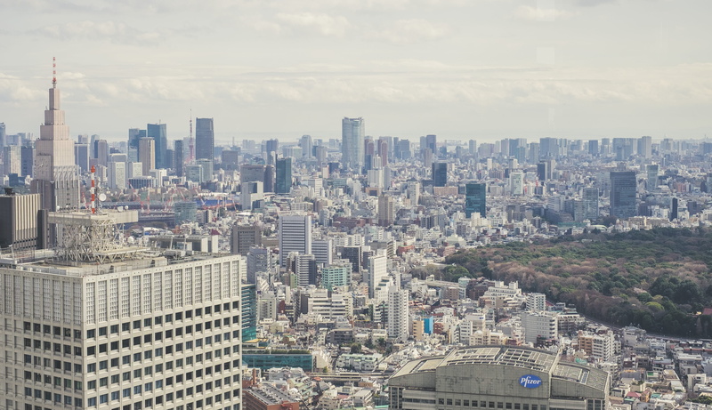 clouds, view, settlement, green, cloud - sky, apartment, outdoors, japanese, asian, pfizer, office building exterior, 4K, landscape, modern, tall - high