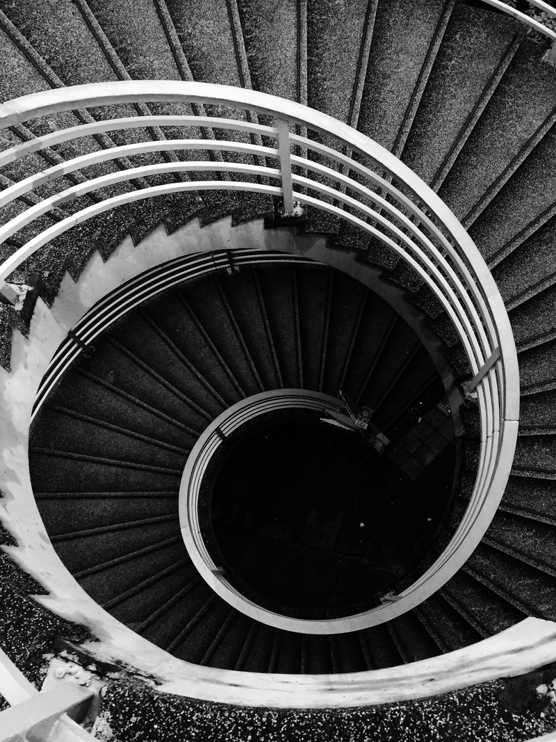 concentric, pattern, design, directly above, shape, hong kong, staircase, high angle view, no people, day, architecture, railing, spiral staircase, 2a des voeux rd central