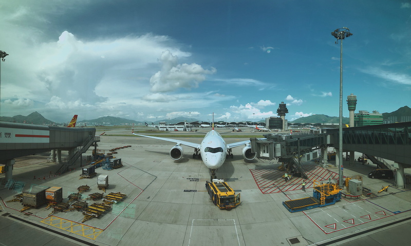 nature, high angle view, aerospace industry, airport runway, runway, public transportation, person, cloud - sky, day, aircraft, human, airplane, outdoors