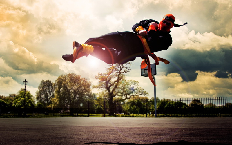 cloud - Sky, energy, parkour, summer, cork, males, ring, cloudscape, flag, fun, full length, mid-Air, skydiving, outdoors, people, mask, superhero, sunlight